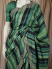 Emerald Green Horizontal Striped Woven Design Pure Tussar Saree with Scalloped Designer Border