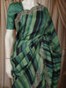 Emerald Green Horizontal Striped Woven Design Pure Tussar Saree with Scalloped Designer Border