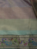 Emerald Green Horizontal Striped Zari Woven Design Pure Tissue Silk Party Wear Saree with Birds Motif Border