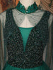Emerald Green Sequins Embroidered Design Net Gown With Sheer Cape Sleeves