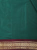 Emerald Green Solid Design Kanchipuram Silk Saree with Contrast Maroon Zari Border