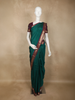 Emerald Green Solid Design Kanchipuram Silk Saree with Contrast Maroon Zari Border