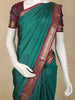 Emerald Green Solid Design Kanchipuram Silk Saree with Contrast Maroon Zari Border