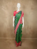 Emerald Parrot Green Floral Zari Woven Design Pure Kanchipuram Silk Saree with Contrast Floral Zari Border