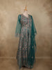 Emerald Teal Green Floral Beads and Zari Embroidered Design Net Mastani Lehenga with Dupatta