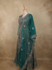 Emerald Teal Green Floral Beads and Zari Embroidered Design Net Mastani Lehenga with Dupatta