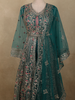Emerald Teal Green Floral Beads and Zari Embroidered Design Net Mastani Lehenga with Dupatta