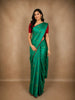 Emerald Green Floral Butta Woven Design Pure Kanchipuram Silk Saree with Contrast Blouse