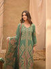 Emerald Green Floral Embroidered Crepe Palazzo Suit