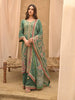 Emerald Green Floral Embroidered Crepe Palazzo Suit