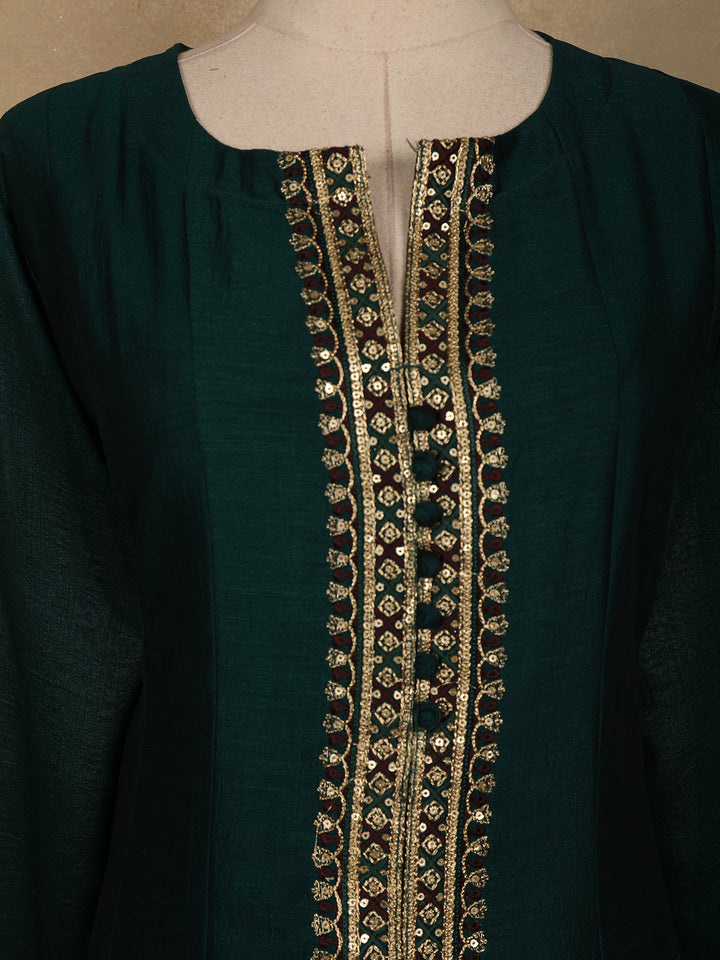 Emerald Green Floral Embroidered Georgette Salwar Suit - Diadem