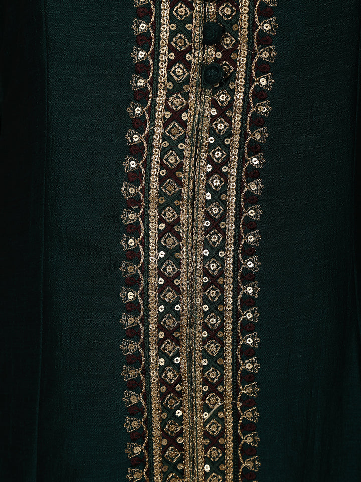 Emerald Green Floral Embroidered Georgette Salwar Suit - Diadem