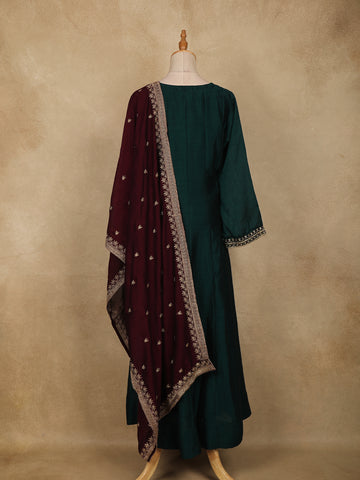 Emerald Green Floral Embroidered Georgette Salwar Suit - Diadem