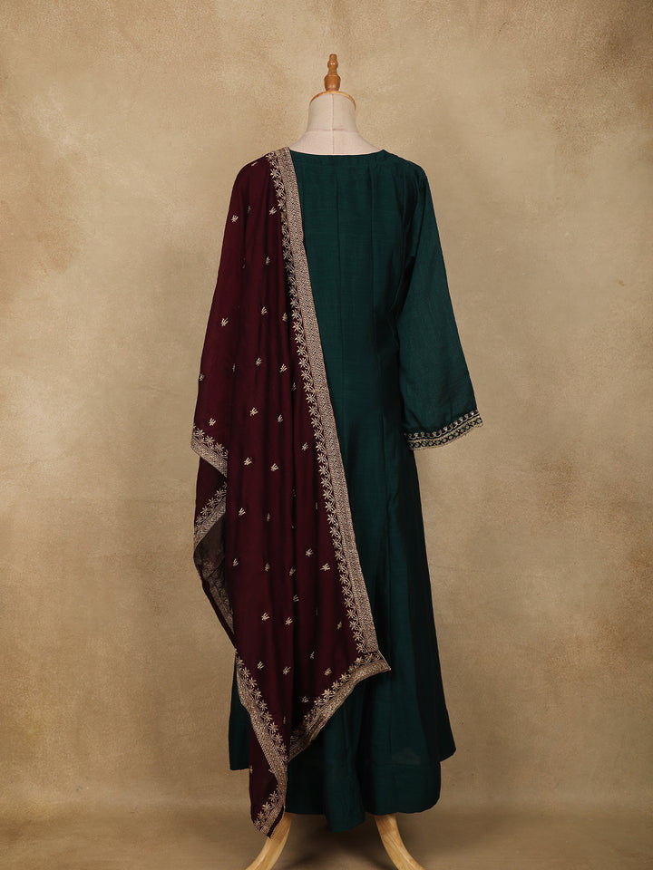 Emerald Green Floral Embroidered Georgette Salwar Suit - Diadem