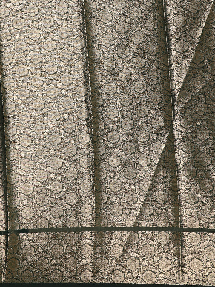 Emerald Green Woven Banarasi Silk Saree with Floral Zari Border - Diadem