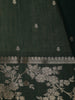 Emerald Green Woven Banarasi Silk Saree with Floral Zari Border - Diadem