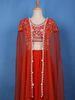 Fiery Red Pearl and Sequin Embellishments Georgette Crepe Top - Diadem
