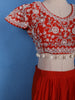 Fiery Red Pearl and Sequin Embellishments Georgette Crepe Top - Diadem