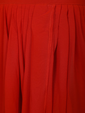 Fiery Red Pearl and Sequin Embellishments Georgette Crepe Top - Diadem
