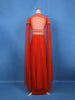 Fiery Red Pearl and Sequin Embellishments Georgette Crepe Top - Diadem