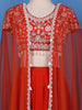 Fiery Red Pearl and Sequin Embellishments Georgette Crepe Top - Diadem