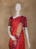 Flame Orange Floral Designed Woven Pure Kanchipuram Silk Saree