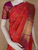 Flame Orange Floral Designed Woven Pure Kanchipuram Silk Saree
