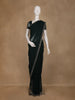 Bottle Green Floral Designed Georgette Saree With Stone Work Border