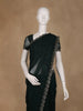 Bottle Green Floral Designed Georgette Saree With Stone Work Border