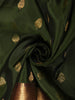 Forest Green Floral Butta Zari Woven Design Pure Kanchipuram Silk Saree with Contrast Zari Border