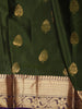 Forest Green Floral Butta Zari Woven Design Pure Kanchipuram Silk Saree with Contrast Zari Border