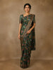 Forest Green Floral Design Tussar Silk Saree