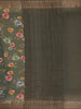 Forest Green Floral Design Tussar Silk Saree - Diadem