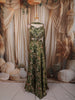Forest Green Floral Printed Design Chiffon Party Wear Lehenga With Matching Choker Dupatta