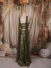 Forest Green Floral Printed Design Chiffon Party Wear Lehenga With Matching Choker Dupatta
