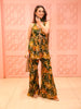 Forest Green Floral Sequins Embroidered Design Georgette Party Wear Peplum Palazzo Suit with Matching Choker Dupatta
