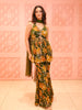 Forest Green Floral Sequins Embroidered Design Georgette Party Wear Peplum Palazzo Suit with Matching Choker Dupatta