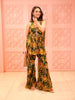 Forest Green Floral Sequins Embroidered Design Georgette Party Wear Peplum Palazzo Suit with Matching Choker Dupatta