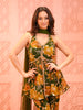 Forest Green Floral Sequins Embroidered Design Georgette Party Wear Peplum Palazzo Suit with Matching Choker Dupatta