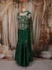Forest Green Floral Sequins and Beads Embroidered Design Semi Silk Mermaid Lehenga with Choker Dupatta