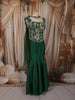 Forest Green Floral Sequins and Beads Embroidered Design Semi Silk Mermaid Lehenga with Choker Dupatta