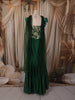 Forest Green Floral Sequins and Beads Embroidered Design Semi Silk Mermaid Lehenga with Choker Dupatta