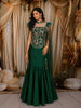 Forest Green Floral Sequins and Beads Embroidered Design Semi Silk Mermaid Lehenga with Choker Dupatta