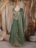 Forest Green Floral Sequins and Zari Embroidered Design Organza Lehenga with Dupatta