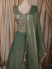 Forest Green Floral Sequins and Zari Embroidered Design Organza Lehenga with Dupatta