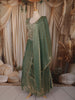 Forest Green Floral Sequins and Zari Embroidered Design Organza Lehenga with Dupatta