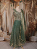 Forest Green Floral Sequins and Zari Embroidered Design Organza Lehenga with Dupatta