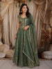 Forest Green Floral Sequins and Zari Embroidered Design Organza Lehenga with Dupatta