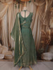 Forest Green Floral Sequins and Zari Embroidered Design Organza Lehenga with Dupatta