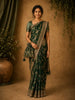 Forest Green Floral Zari Woven Banarasi Silk Saree with Designer Border